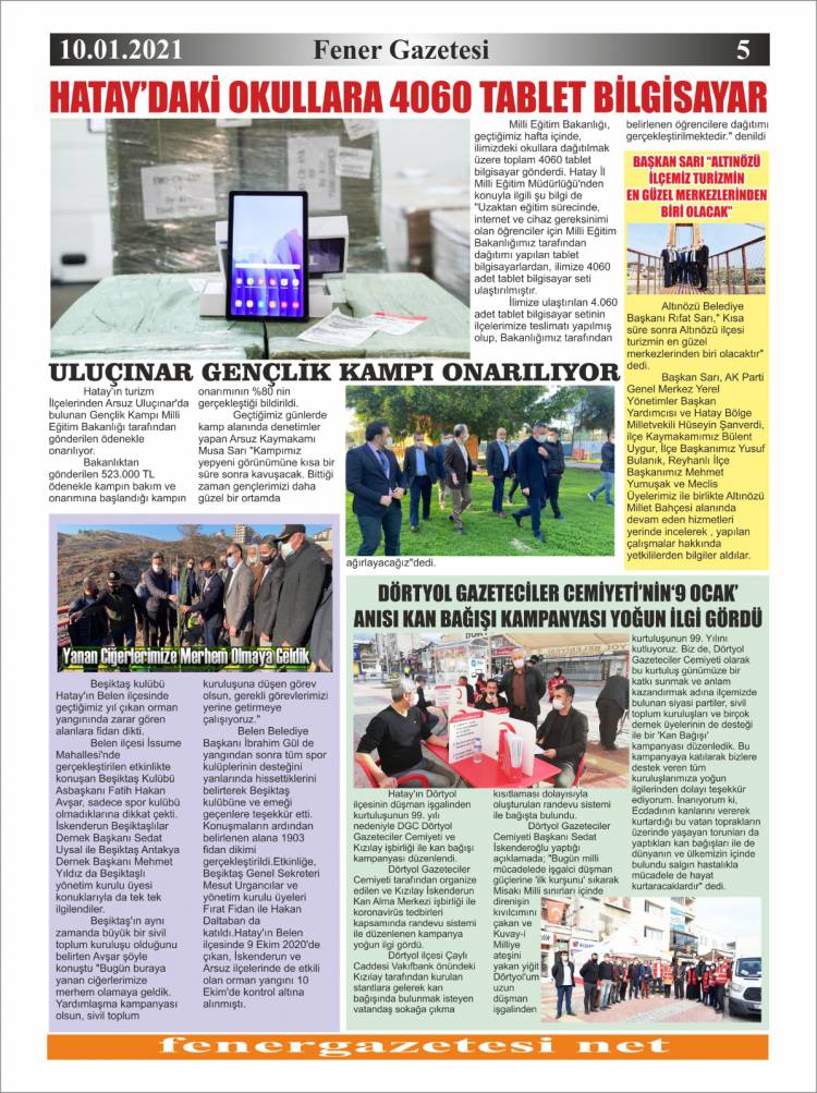 10.01.2021 tarihli  İskenderun Fener  Gazetesi  