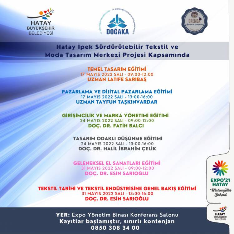 EĞİTİMİN YENİ YUVASI: EXPO’21 HATAY ALANLARI SÜRDÜRÜLEBİLİR TEKSTİL VE MODA TASARIM MERKEZİ’NDE EĞİTİMLER BAŞLIYOR